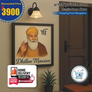 Guru Nanak Dev Ji Acrylic Name Plate for Sikh Homes by artsNprints.com